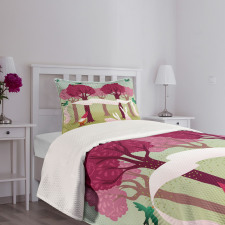 Forest with Pink Trees Bedspread Set