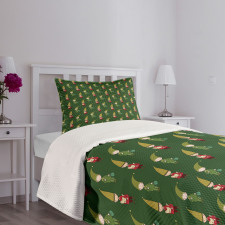 Elves with Dove Birds Clove Bedspread Set
