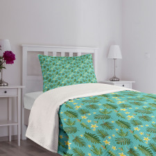 Leafage Hibiscus Blooms Bedspread Set