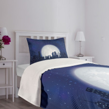 Moon Stars and City Bedspread Set