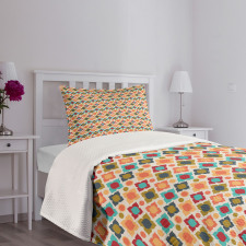 Colorful Floral Motifs Boho Bedspread Set