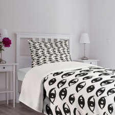 Sketch Style Eyes Bedspread Set