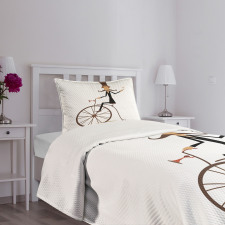 Gentleman Mustache Retro Bike Bedspread Set