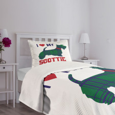 I Heart My Scottie Text Bedspread Set