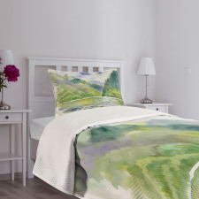 Summer River with Trees Bedspread Set