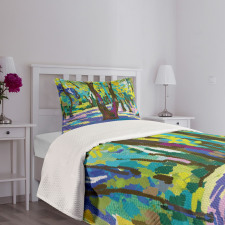 Vibrant Forest Tree Leaves Bedspread Set