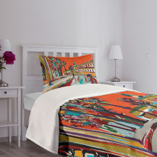 Historical Town Painting Bedspread Set