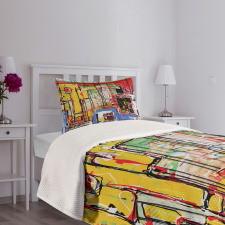 Cubist Grunge Painting Bedspread Set