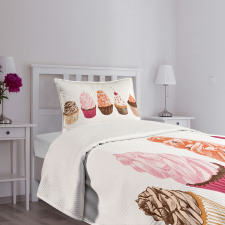 Cakes with Frosting Topping Bedspread Set