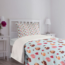 Valentines Lovers Muffins Bedspread Set