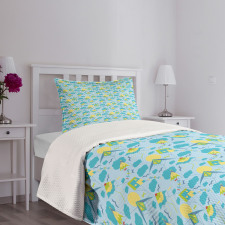 Summer Season Activity Theme Bedspread Set