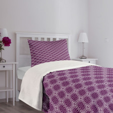 Floral Tiles Purple Tones Bedspread Set