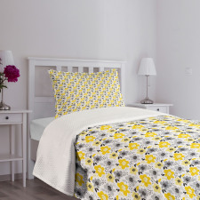 Modern and Abstract Flowers Bedspread Set