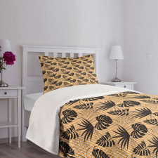 Monstera Plants on Stripes Bedspread Set