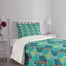 Pastel Floral Sketch Art Bedspread Set