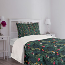 Realistic Rainforest Flora Bedspread Set