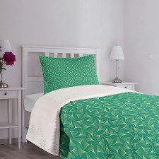 Biloba Leaves on Teal Shade Bedspread Set