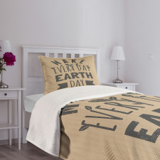 Typographic Words Earth Day Bedspread Set