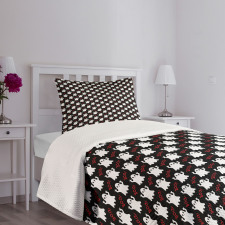 White Ghosts with Boo Texts Bedspread Set