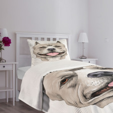 Terrier Realistic Sketch Bedspread Set