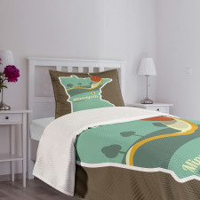 Minneapolis Doodle Map Bedspread Set