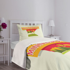 Colorful Doodle State Map Bedspread Set