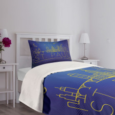 Line Art Style St Paul Bedspread Set