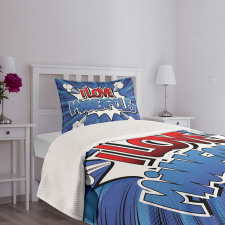 Pop Art Comic Style Love Bedspread Set