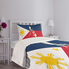 Map and Flag of Country Bedspread Set