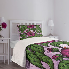 Hibiscus Blossoms Pattern Bedspread Set