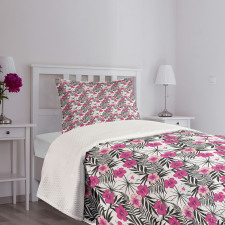 Leaf Background Floral Bedspread Set