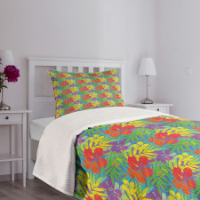 Hawaiian Rainforest Leaves Bedspread Set