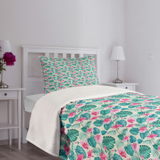 Monstera and Palm Foliage Bedspread Set
