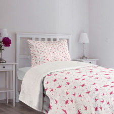 Origami Cranes with Hearts Bedspread Set