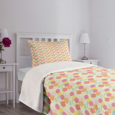 Pastel Tone Romantic Bouquet Bedspread Set