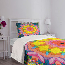 Petals in Vibrant Colors Bedspread Set