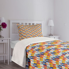 Checkered and Floral Bedspread Set