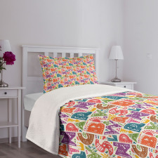 Capital Letters Doodles Bedspread Set