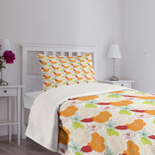 Rose Hibiscus Dahlia Bloom Bedspread Set