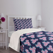 Vibrant Rose Buds Blossoms Bedspread Set