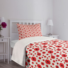 Vivid Blossoms on a Pale Grid Bedspread Set