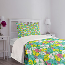 Grunge Summer Flowers Bedspread Set