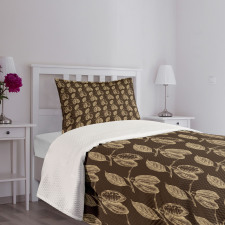 Plant Branches Vintage Style Bedspread Set