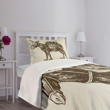 Vintage Animal with Baskets Bedspread Set