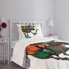 Funny Animal Chasing Carrot Bedspread Set