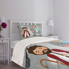 Historical Birth Cartoon Bedspread Set