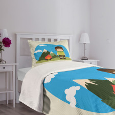 Kid Campfire on Mountains Bedspread Set