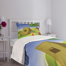 Kid Sitting on a Trunk Bedspread Set