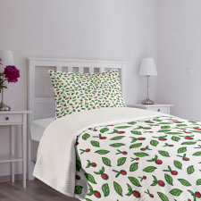 Leaves with Berry Fruits Bedspread Set