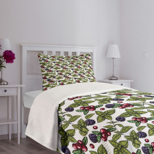 Berry Mint Leaf Herbs Bedspread Set